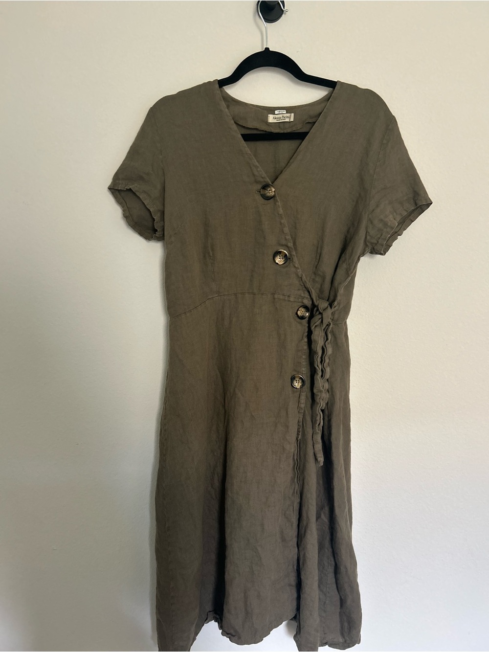 Alessia Pacini Khaki Green Faux Wrap Dress